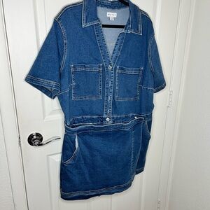 Denim Short Sleeve Skort-Dress
